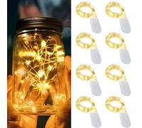 LED String Lights Battery Powered, 8pcs 1M 10 LED Fairy Lights Copper Wire Light Small LED Lights for Home Garden Holiday Party Wedding Christmas Halloween Concerts Bars Decoration (8PCS/Warm White)