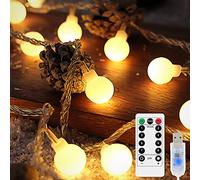 LED String Lights, Globe String Lights 16.4ft/5M 50 LED Ball Fairy Lights 8 Modes, USB LED Ball Lights, IP67 Waterproof, Warm White Fairy Lights with Remote Control Christmas Lights Party Decoration