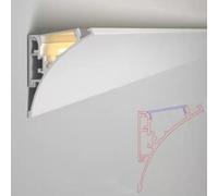 LED Strip Aluminum Channel Diffuser - White Crown Moulding for Indirect Lighting, Ideal for Camper, Basement & Patio Skirting Boards, 10m (32.8ft) Length