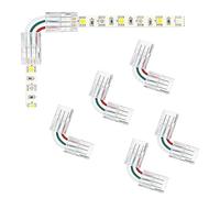 LED Strip Angle Connector 3 Pin for LED Strip Lights ws2811 ws2812 12V 24V by 8mm Width, Solderless, Quick Connect, Pack of 5