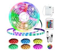 LED Strip Battery, 3 Metres, 90 LED Strip RGB 5050, Strip Battery Operated or USB with Remote Dimmable 16 Colours, Can be Cut to Size for TV Backlight, Bedroom at Home, Cupboards, Party Decoration