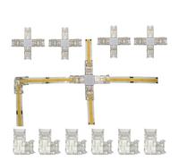 LED Strip Connector 6pcs 2pin 10mm L Connector,4pcs Cross Connectors Solderless Adapter Terminal Extension Connection for 10mm 12V/24V COB LED Strip Light