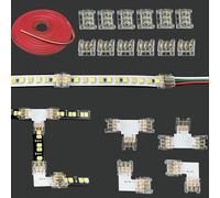 LED Strip Connectors kit for 3-Pin 8mm SMD LED Strip,L-T-Shaped Corner Connectors,Strip to Strip to Wire Connectors for 2835 3528 Non-Waterproof Strip Lights