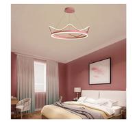 LED Strip Crown Shape Ring Chandelier Gold Stainless Steel Light for Bedroom Ceiling Lamp, Pendant Lights, 52cm, Pink