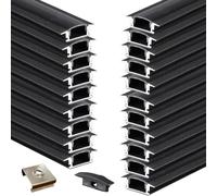 LED Strip Diffuser U-Shape 1m/3.3ft Indoor Aluminium Profile LED Channel with Black Cover for 17X7MM LED Strip Lights for Wardrobes, Ceilings, Wall Joints, and Stairs-6pc||Black with Black Cover
