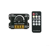 LED Strip Dimmer 5-24V 30A with 14-Button Knob Control, Adjustable Brightness for Single Color Light Bar, RF Remote, 87x63x20mm, Black