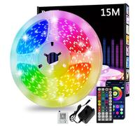 Led Strip Light 15m, Cuttable RGB Led Lights with Smart App Control Remote, Music Sync Colour Changing for Bedroom, Gaming Room, Kitchen, Home Decoration