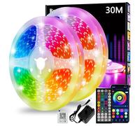 Led Strip Light, 30m Led Lights, Cuttable Led Light Strips with Smart App Control Remote, Music Sync Colour Changing RGB Led Strip Lights for Room Decoration