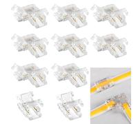 LED Strip Light Connectors, LED Connectors ,LED Strip Connector,10-Pack 2-Pin Solderless Connector Kit Includes 8x L-Shape Corner and 2x Straight Board-to-Board Clips for 8mm Width COB LED Strips