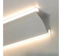 LED Strip Light Crown Molding, Double-Sided Aluminum Channel for Indirect Home Wall Lighting, 63in Baseboard Decorative System - Perfect for Ambient Illumination