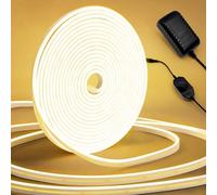 LED Strip Lights 10M, Warm White Neon Light Strip Dimmable, 24V Outdoor LED Strip Light Waterproof 3000K, Silicone DIY Flexible LED Rope Lights for Bedroom, Indoor, Outdoor Decor(Include Adapter)
