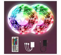LED Strip Lights, 5M *2 RGB Multicolour Colour Changing Rope Light Strip with 44-Key IR Remote,DIY Bright 5108 LEDs，Suitable for Family Room, Hotel, Bedroom, TV, KTV, Kitchen, Christmas Decoration