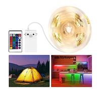 LED Strip Lights Battery Powered,2M RGB&Warm White Dimmable Under Cabinet Lights with Remote,Motion Activated LED Closet Light,Upgraded Night Lights for Camping Bedroom,Kitchen,Wardrobe,Stairs