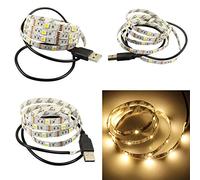 Led Strip Lights Battery Powered Waterproof SMD 5050 Flexible LED Ribbon Light Super Bright 5V 200CM (6.56ft), Warm White