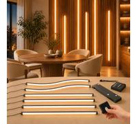 LED Strip Lights for Acoustic Wall Panels, 6 x 70 cm Embedded LED Light | Silicone Acoustic Panels Embedded LED Light Strip with Touch Switch & Dimmable 3000K, Black LED Wall Lights for Wood Slat