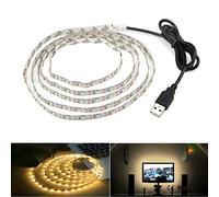 LED Strip Lights, USB TV Backlight 6.56ft/2m LED Lights for 40~60in HDTV, Non-Waterproof SMD 3528 5V Warm White Bias Lighting, Reduce Eye Strain, Improve Contrast.USB Bias Lighting for Home Theater