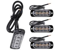 Led Strobe Lights - 4-LED Amber Strobe Lights | Aluminum Super Bright Waterproof Vehicles Trucks Strob Light, 12V-24V Beacon Warning Hazard Flash Strob Light Bar