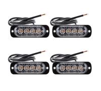 LED Strobe Lights - Amber 4-LED, Waterproof Ultra Bright | 12V-24V Flashing Light Bar for Trucks, Emergency Vehicles | High Intensity Beacon Warning for the