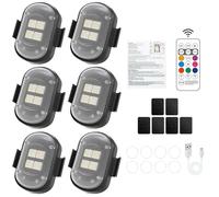 LED Strobe Lights Wireless Remote Control 8 Colors USB Rechargeable Waterproof Flashing Warning Lights for Car Drone Motorcycle Bike Truck RC Car Scooter LED Ambient Light with Magnet (6pcs no Magnet)
