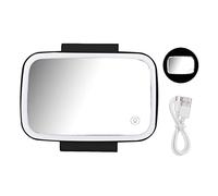 LED Sun Visor Mirror, Touch Screen Vanity Mirror with Built in Battery Plug and Play Car Makeup Mirror with Retractable Clip (Black)
