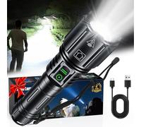 LED Super Bright Flashlight 4000.000 High Lumens, High Powered Rechargeable Flashlights, 6 Modes Zoomable, Waterproof Flash Lights, Tactical Handheld Flashlight for Emergency, Camping, Outdoor, Home