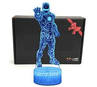 LED Superhero 3D Optical Illusion Smart 7 Colors Night Light Table Lamp with USB Power Cable (Iron Man)