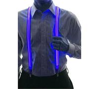 LED Suspender, LED Light Suspenders Neon Stripe Light Up LED Suspenders for Miss/Men Cool Costume Accessory (Blue)
