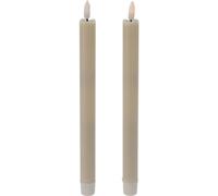 LED Table Candle Set of 2 - 25cm Beige Wax & ABS, Smooth Surface with Wave Top, Remote Controlled, Timer Function