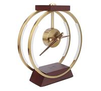 LED Table Clock Beautiful Modern Desktop Clock Ultra Silent for Bedroom Home Decoration Iron Wood White Dimmable Light (UK Plug)