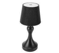 Led Table Lamp, Cordless Iron Plastic Pleated Touch Control Table Lamp Cordless Table Lamp with Stepless Dimmable USB Rechargeable for Reading, Home Work, Sleeping, Dating (Black)