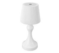 Led Table Lamp, Cordless Iron Plastic Pleated Touch Control with Stepless Dimmable USB Rechargeable Cordless Table Lamp Table Lamp for Reading, Home Work, Sleeping, Dating (White)