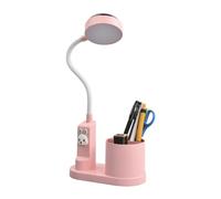 LED Table Lamp with Projection & Pen Holder, Rechargeable Desk Lamp, Dimmable LED Reading Lamp for Children, Adjustable Eye-Caring Kids Bedside Lamp Light for Home Office Bedroom Study Room (Pink)