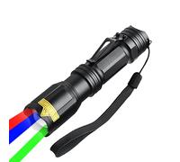 LED Tactical Torch Red Green White Light, Handheld Multi-Color LED Torch, Waterproof Outdoor Hunting Flashlight (Red-Green-White-Blue/Yellow/Purple) (Red-Green-Blue-White)