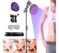 LED Tanning Lamp, 18pcs Purple Light Floor Lamp with Adjustable Tripod and Eye Mask, Self Tanning Device for Body and Face, Eye Protection Included