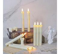 LED Taper Candles 19CM H, Flameless Battery Operated, Long for Table, Christmas, Birthday, Wedding, Home, Church - White (Pack of 10 + Remote)