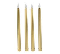 LED Taper Candles,4 Pcs Flameless Electric Candle Light Warm Lighting Long Lasting Beautiful Look, Suitable for Parties, Weddings, and Festivals (Gold)