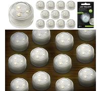 LED Tea Light Set of 12 Waterproof 3 LEDs Warm White Candle Tea Lights Underwater