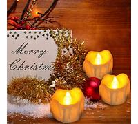 Led Tealight with Timer Battery-powered Flameless Flickering Candles for Party, Festival, Valentine's Day Decoration 12pcs, Children & Pet Friendly, Warm Yellow