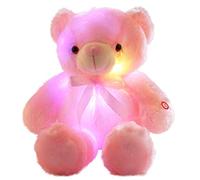 LED Teddy Bears Stuffed Animals, Cute Glow Bear Plush Toys Creative Colorful Luminous Light Up Doll Gifts for Bedroom, Kids, Baby, Valentine (Pink,18 inch)