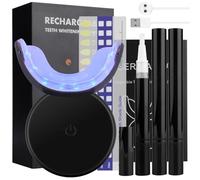 LED Teeth Whitening Kit with 3 Whitening Gels, USB Rechargeable Teeth Whitening Kit for Home Use, Safe for All Teeth Types, Easy to Use for Smokers/Coffee Lovers