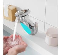 LED Temperature Changing Lighting Smart Faucet, 360° Rotating Pull-Out Fountain Basin Tap, 4 Water Flow Modes Penguin Tap, Ceramic Cartridge Faucet with Sprayer for Bathroom Kitchen (Silver)
