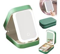 LED Three-Color Adjustable Makeup Mirror, Three Colors Brightness Adjustable Makeup Mirror with Lights, Rechargeable Lighted Makeup Mirror,Rechargeable Makeup Mirror with Led Lights (Green)