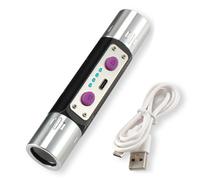 LED Three Light Sources Rechargeable Jade Appraisal Flashlight, Gemstone Flashlight with 365nm & 254nm UV Light Dual-Wave Blacklight for Mineral & Currency Inspection, Type-C Fast Charge, Black