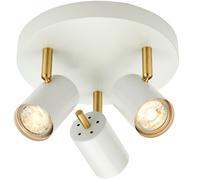 LED Tilting Ceiling Spotlight White & Brass Triple Warm White Kitchen Down Light
