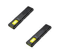 LED Torch - 800mAh Rechargeable Magnet Work Light 550lm | Compact USB-C Camping Light with Clip Mount | Multifunction Flashlight for Night Fishing, Running, Dog Walking & Home Lighting (Black-2pcs)