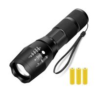 LED Torch Battery Powered, Super Bright Hand Flashlight, Adjustable Focus, Water Resistant, Lightweight Small Mini Pocket Zoom Lamp, Camping, Dog Walking, Strobe SOS Safety Function (1 x Torch)