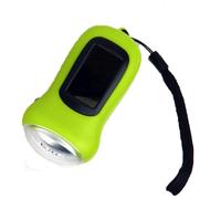 LED Torch Hand Crank Dynamo Solar Powered Flashlight Lamp Emergency Light Survival (Green)