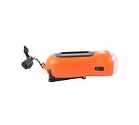 LED Torch Hand Crank Dynamo Solar Powered Flashlight Lamp Emergency Light Survival (Orange)