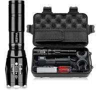 LED Torch Rechargeable 2000 Lumen Zoomable Torches LED Super Bright Flashlight L2 CREE Adjustable Focus 2400 mAh IP65 Waterproof Handheld Pocket Tactical Touch Light for Cycling Camping Hiking Outdoor