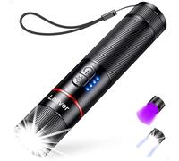LED Torch/UV Torch Rechargeable 2 in 1, Laitver 2000L Super Bright Black Light with 395nm UV Ultraviolet-6 Modes,Zoomable,Long Lasting,Waterproof Mini Flashlight for Lighting,Pet Urine Stain Detection